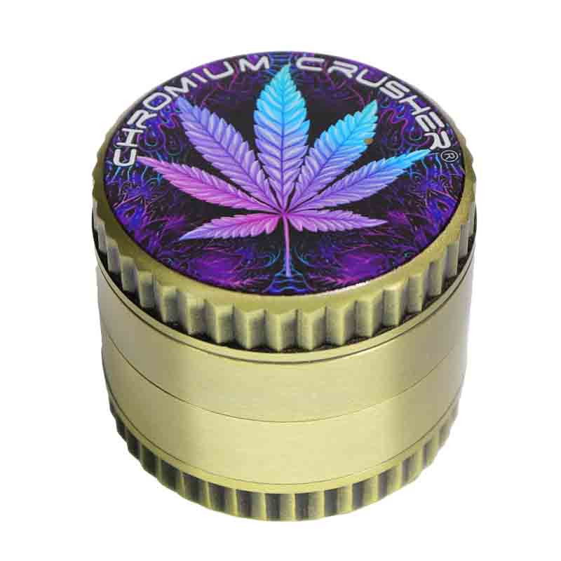 Chromium Crusher 4-Piece Herb Grinder Display (6-Pack) – 2.5" 63mm Leaf Design Collection