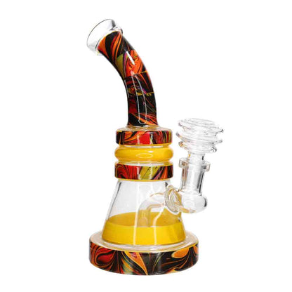 🌈 Pattern Wrap Mini Beaker Water Pipe – 7 Inch | Printed Design Compact Bong