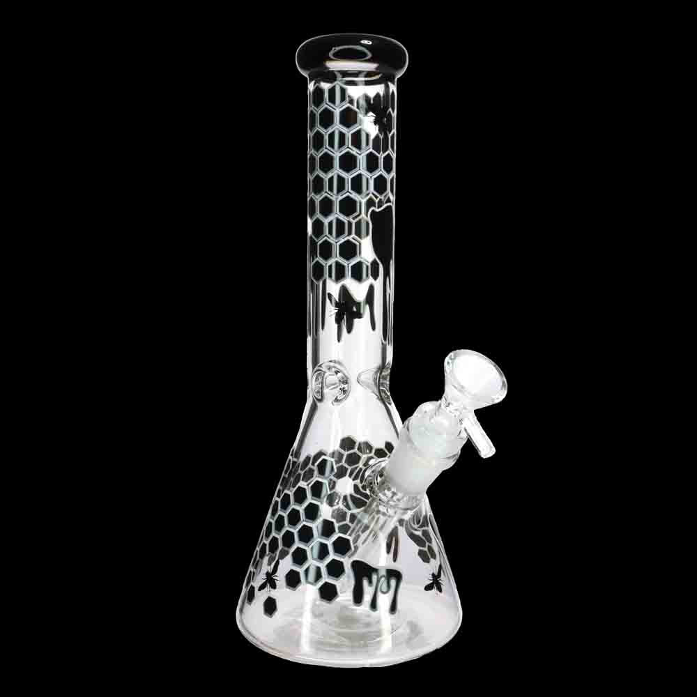Thick Honeycomb Beaker Bong 10" 5 MM – Bee & Honey Drip Design | Best Seller | Wholesale