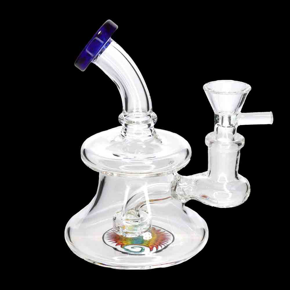 Mini Rig Water Pipe – Compact 5" Recycler Style | Assorted Color Accents | Wholesale