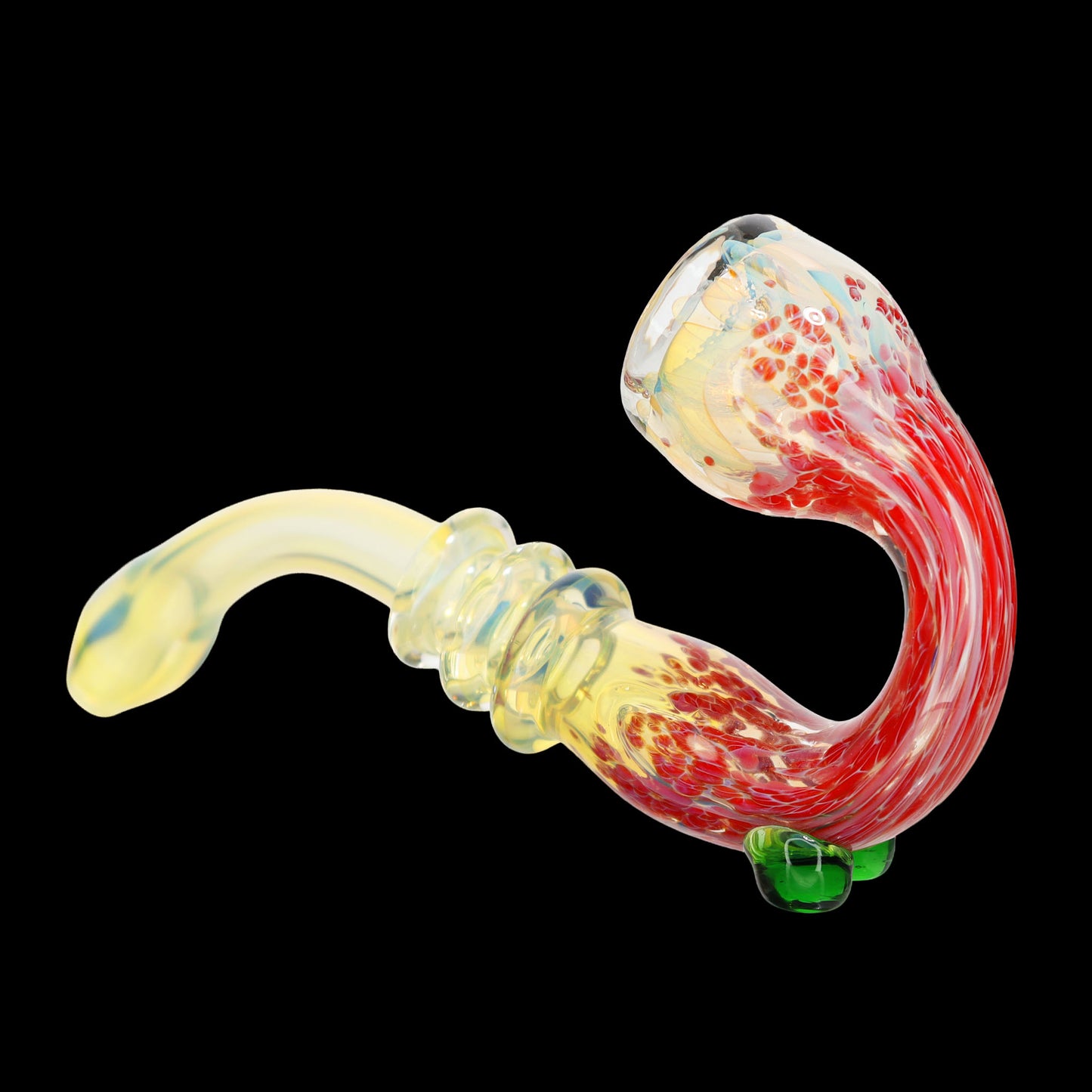 Curved Sherlock Glass Hand Pipe with Frit Design – Assorted Colors Wholesale