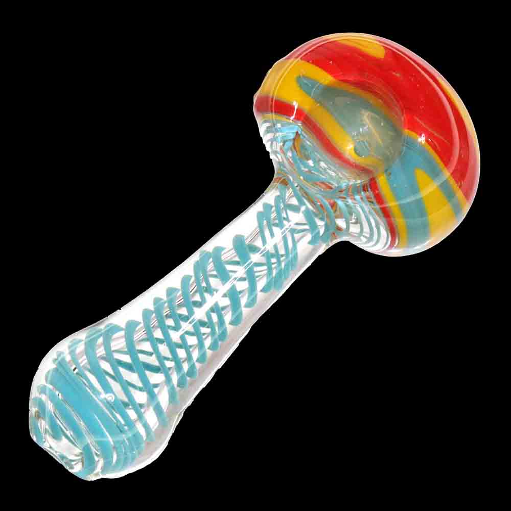 5" Reverse Head Glass Hand Pipe with Linework Body – Premium Spoon Pipe