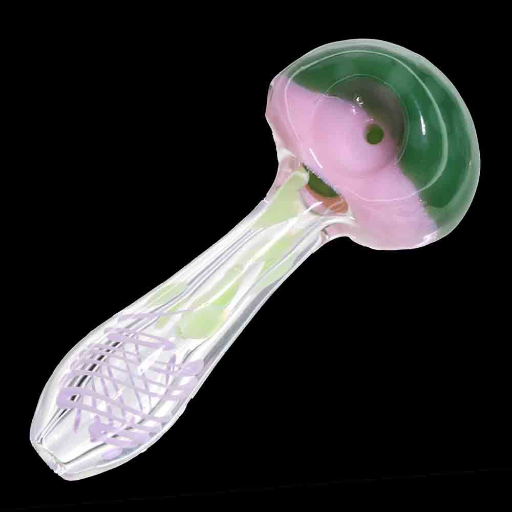 5" Glass Hand Pipe with Slime Color Head & Honeycomb Design – Spoon Pipe