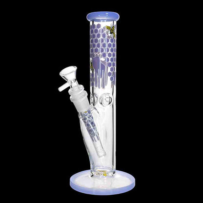 10" Straight Honeycomb Water Pipe | 5mm Thick | Bee & Honey Drip Design | Wholesale