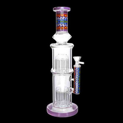 🔥 15” Double Tree Perc Bong – Advanced Filtration Glass Water Pipe
