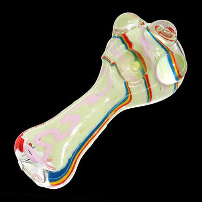 5" Slime Color Glass Hand Pipe with Rainbow Accents – Spoon Pipe