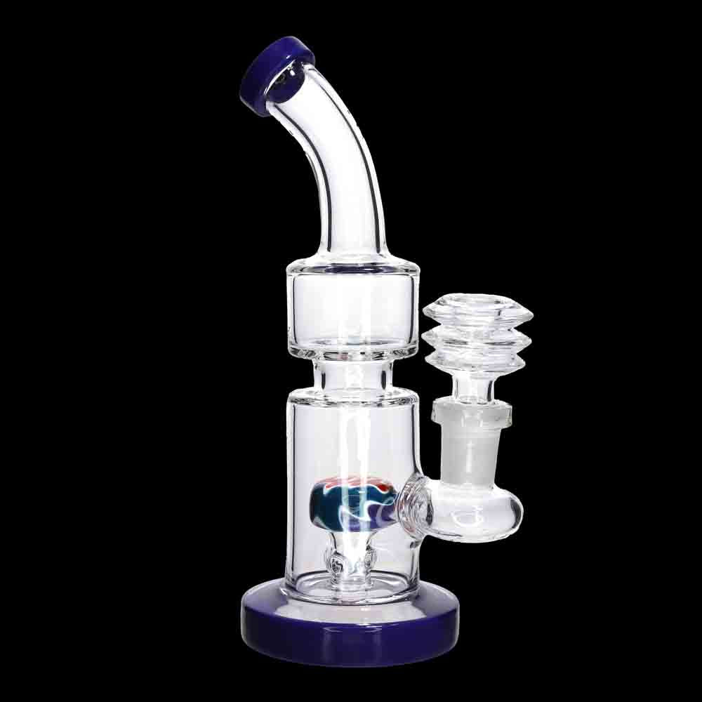 🔥 Color Accent Inline Mini Water Pipe – 7 Inch | Compact Functional Dab-Style Bong