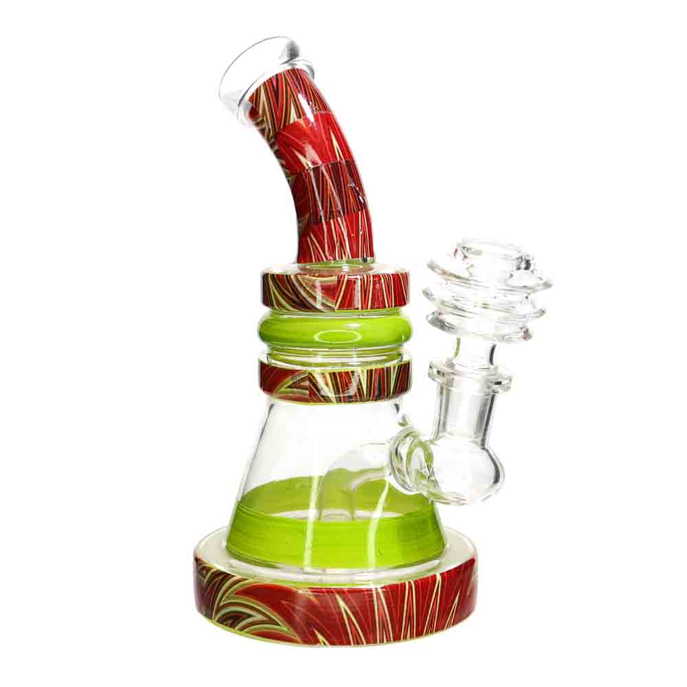🎨 Marble Accent Mini Beaker Water Pipe – 7 Inch | Color Ring Compact Bong