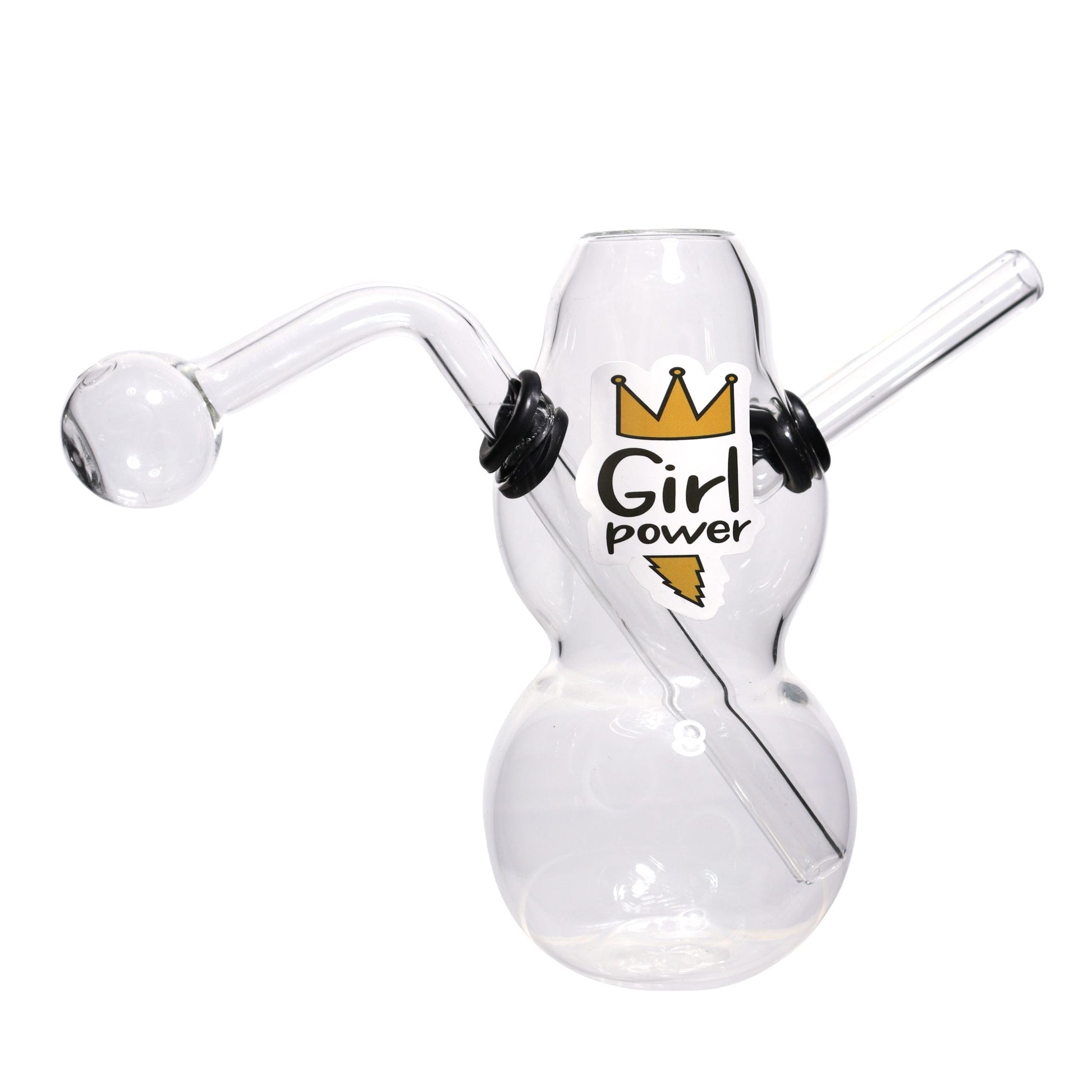 6 In - Curvy Glass Clear Oil Burner Multi-Stickers