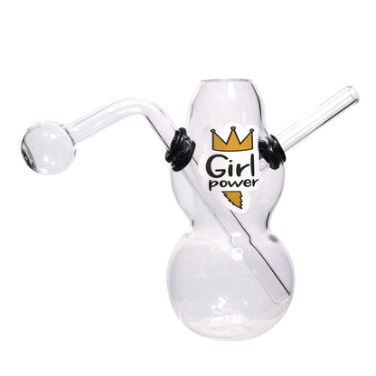 6 In - Curvy Glass Clear Oil Burner Multi-Stickers