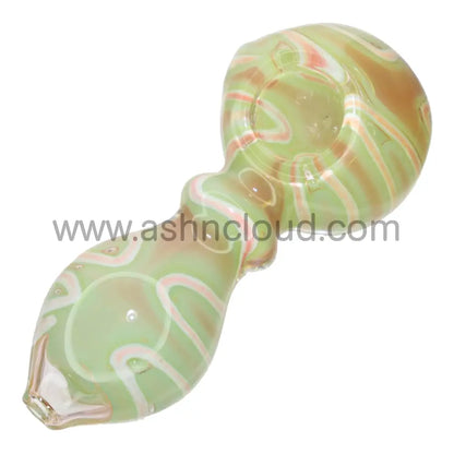 5 In - Art Curvy Swirl Glass Hand Pipe Spoon