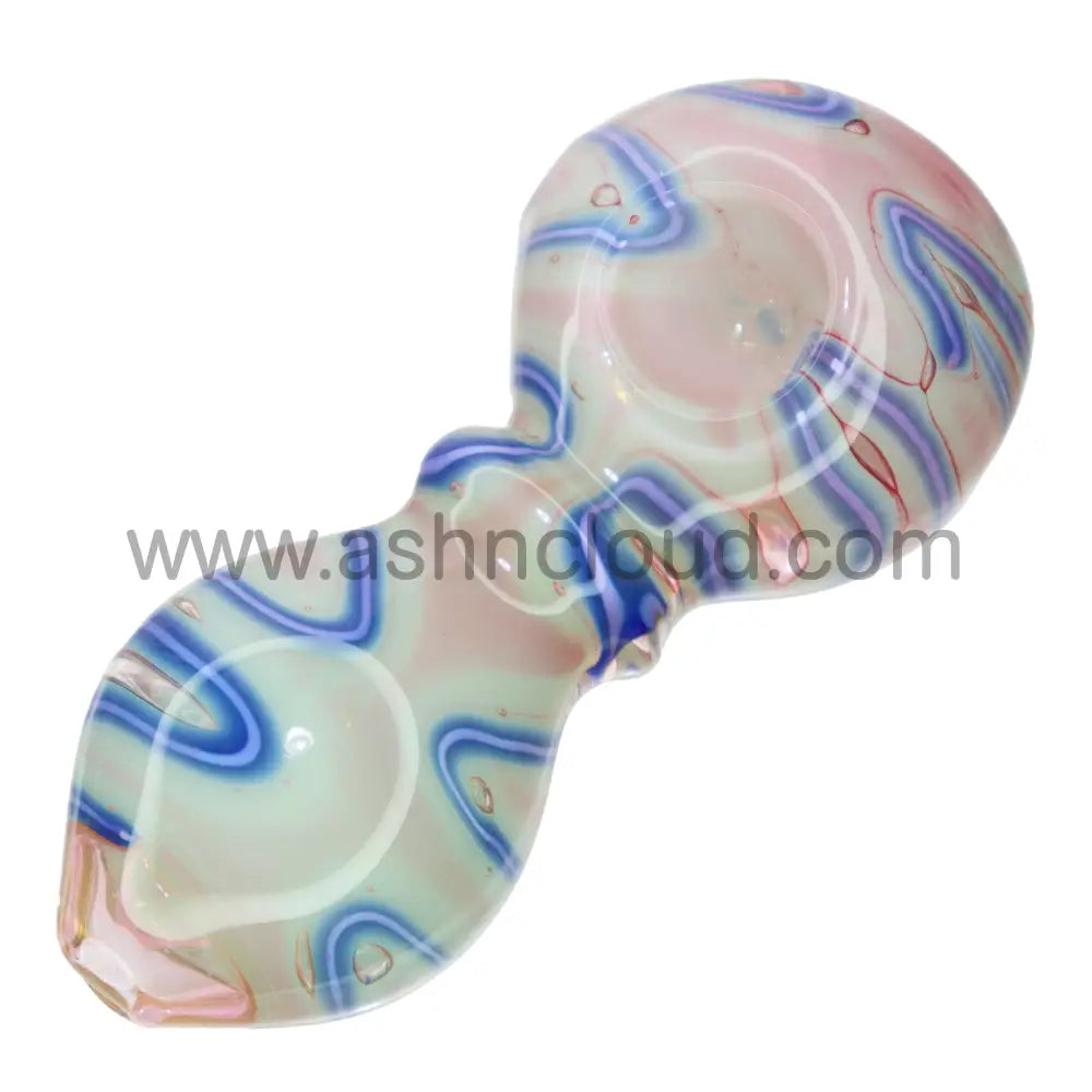 5 In - Art Curvy Swirl Glass Hand Pipe Spoon