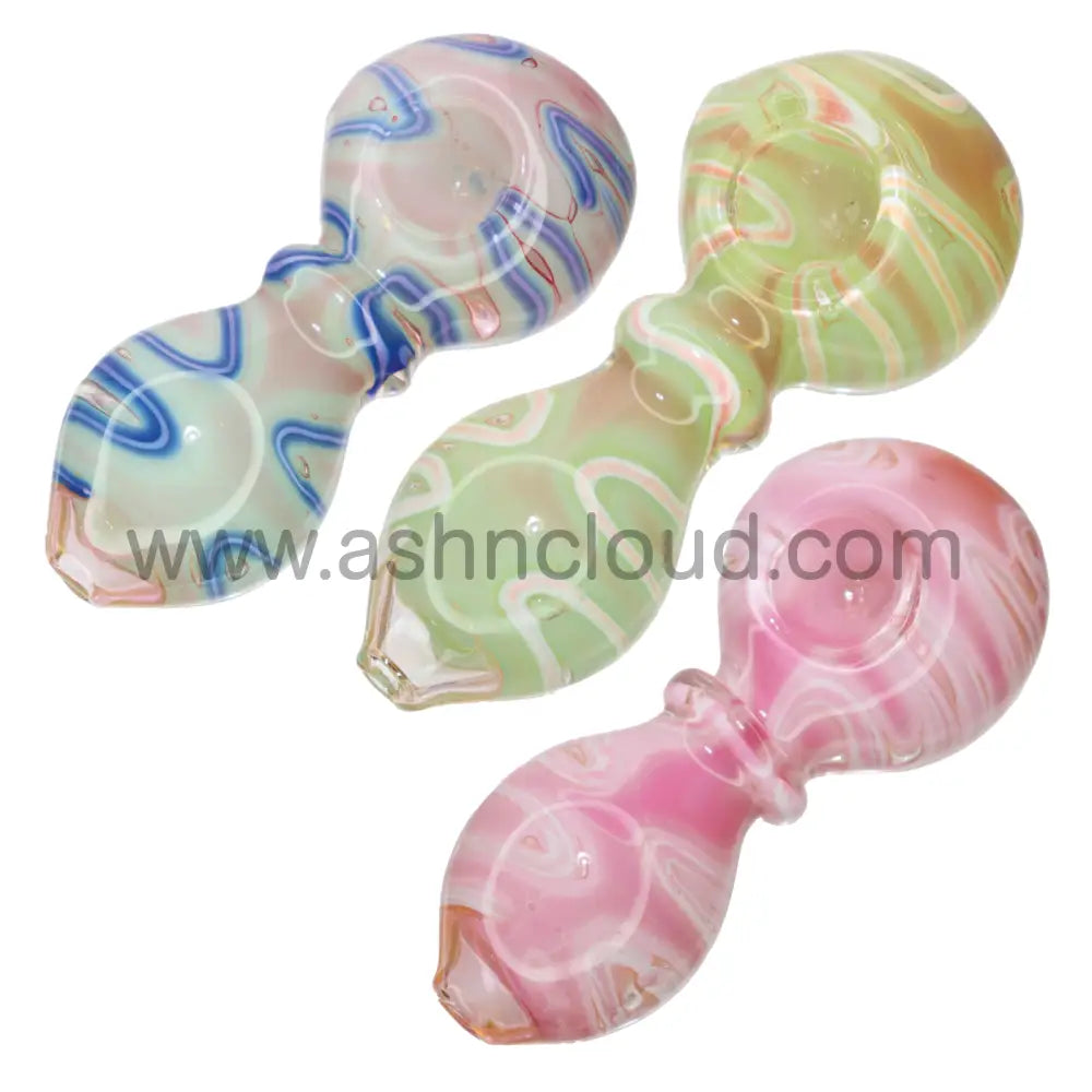 5 In - Art Curvy Swirl Glass Hand Pipe Spoon