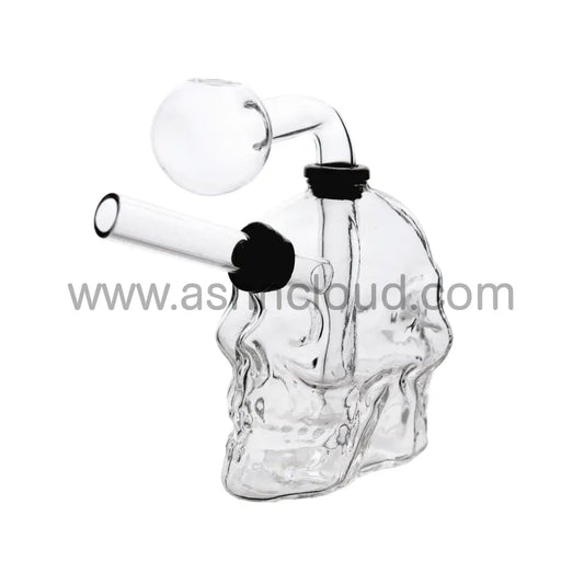 5 In - Back/Front Skull Head Clear Glass Oil Burner