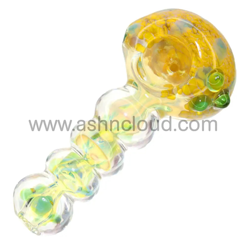 5 In - Balls Handle Multicolor Head Fumed Glass Hand Pipe Spoon