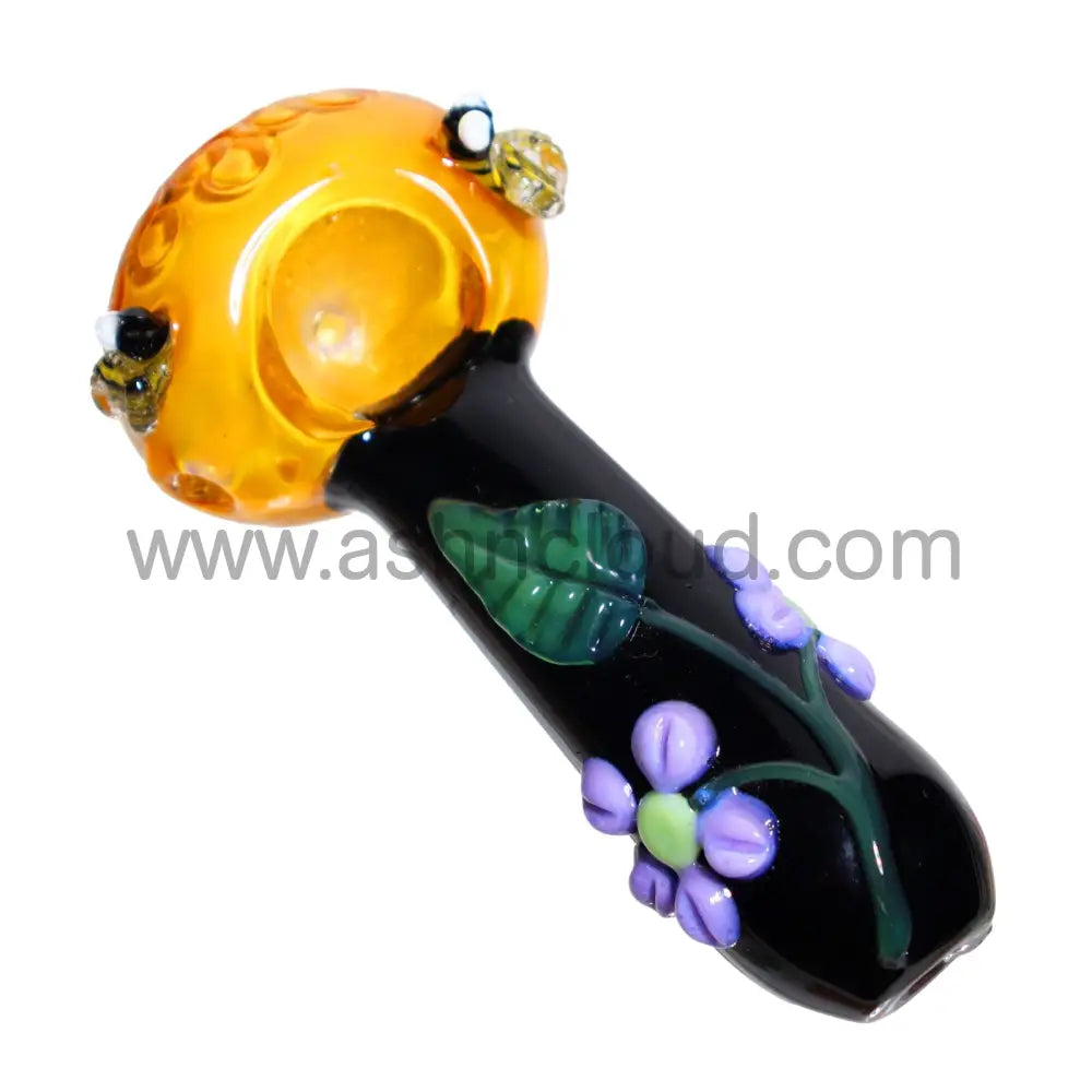 5 In - Beautiful Garden Leafs Bees Flowers Hand Pipe Spoon