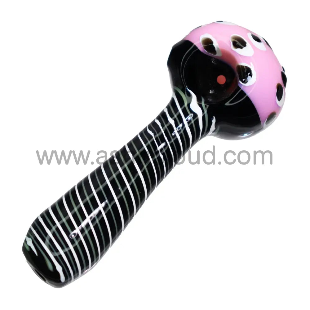 5 In Black Swirl Multicolor Head Polka Dots Hand Pipe Spoon