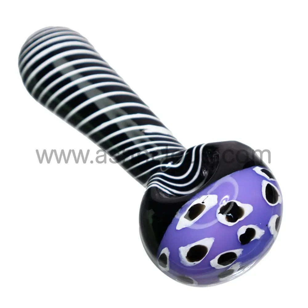 5 In Black Swirl Multicolor Head Polka Dots Hand Pipe Spoon