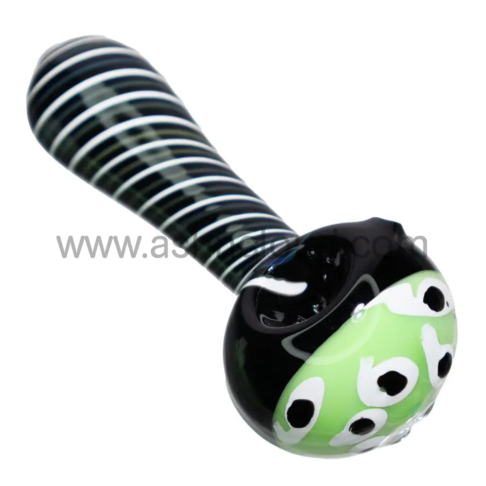 5 In Black Swirl Multicolor Head Polka Dots Hand Pipe Spoon