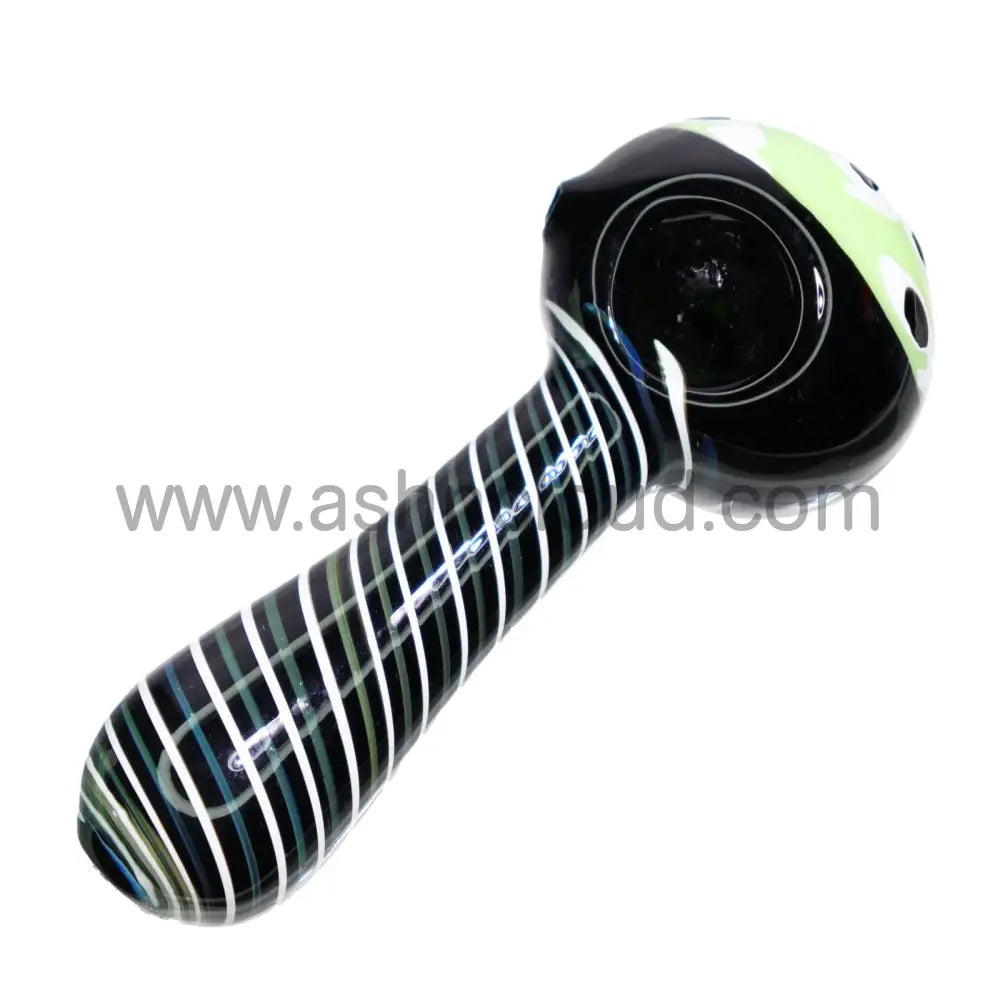 5 In Black Swirl Multicolor Head Polka Dots Hand Pipe Spoon