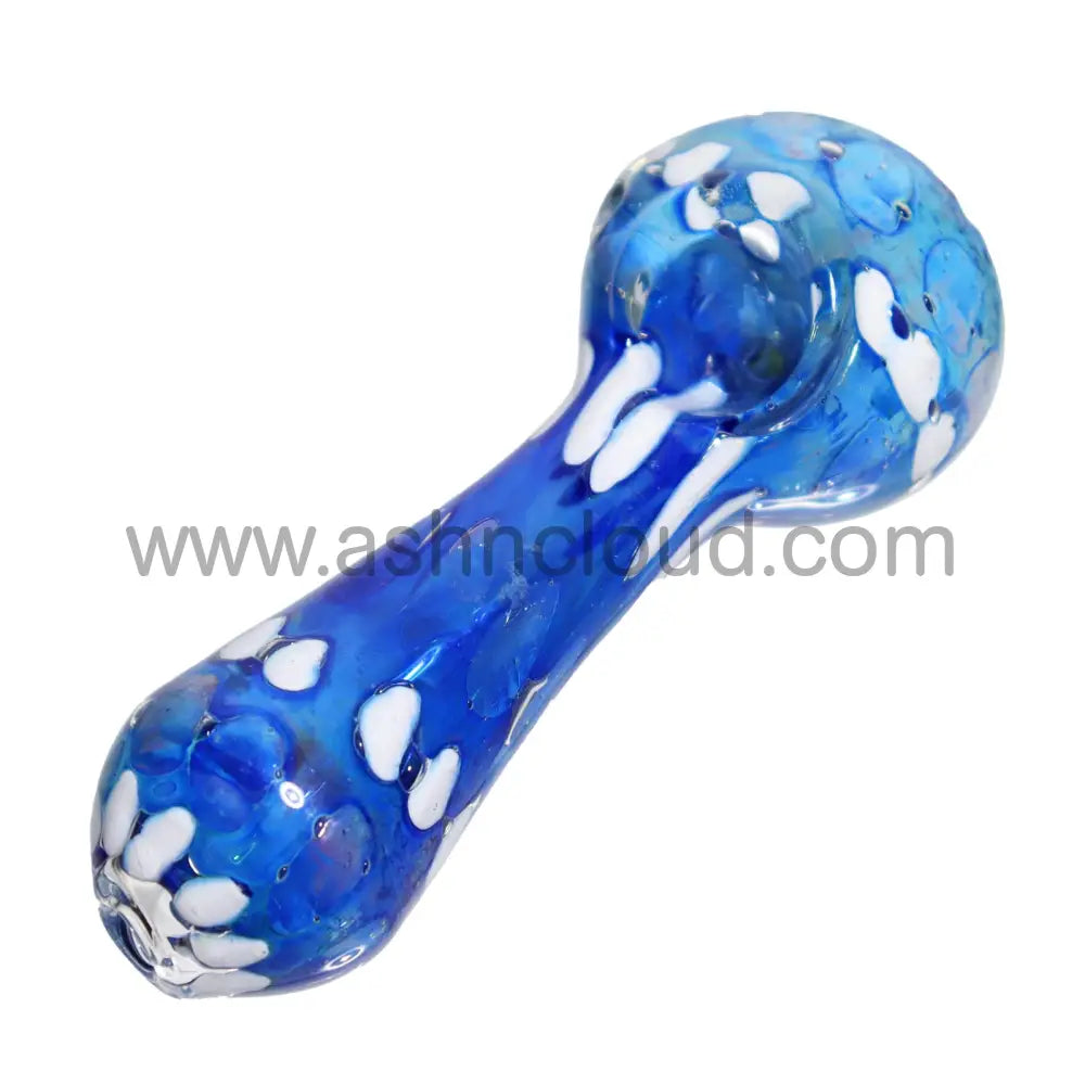 5 In - Blue White Polka Dots Hand Pipe Spoon