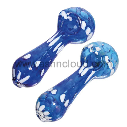 5 In - Blue White Polka Dots Hand Pipe Spoon