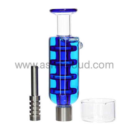 5 In – Box Blue Glycerin Glass Nectar Collector Kit Titanium Nail