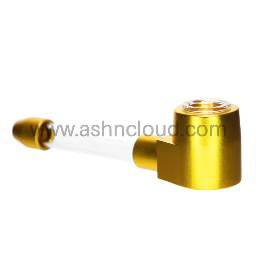 5 In - Box Gold Glass Metalic Hand Pipe Multicolor