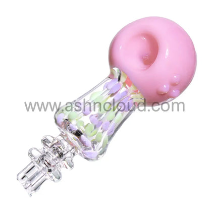 5 In - Clear Handle Polka Dots Slime Head Hand Pipe Spoon