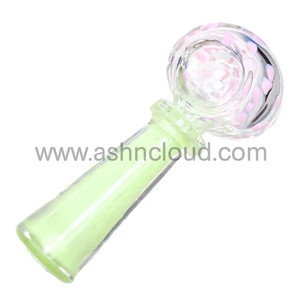 5 In - Clear Head Polka Dots Colored Body Hand Pipe Spoon