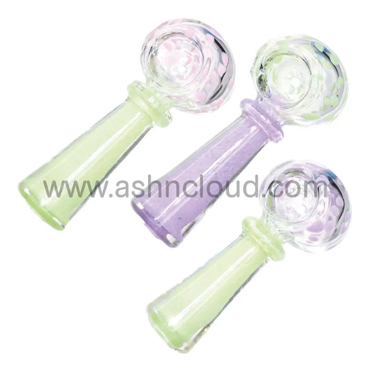 5 In - Clear Head Polka Dots Colored Body Hand Pipe Spoon