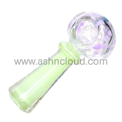 5 In - Clear Head Polka Dots Colored Body Hand Pipe Spoon