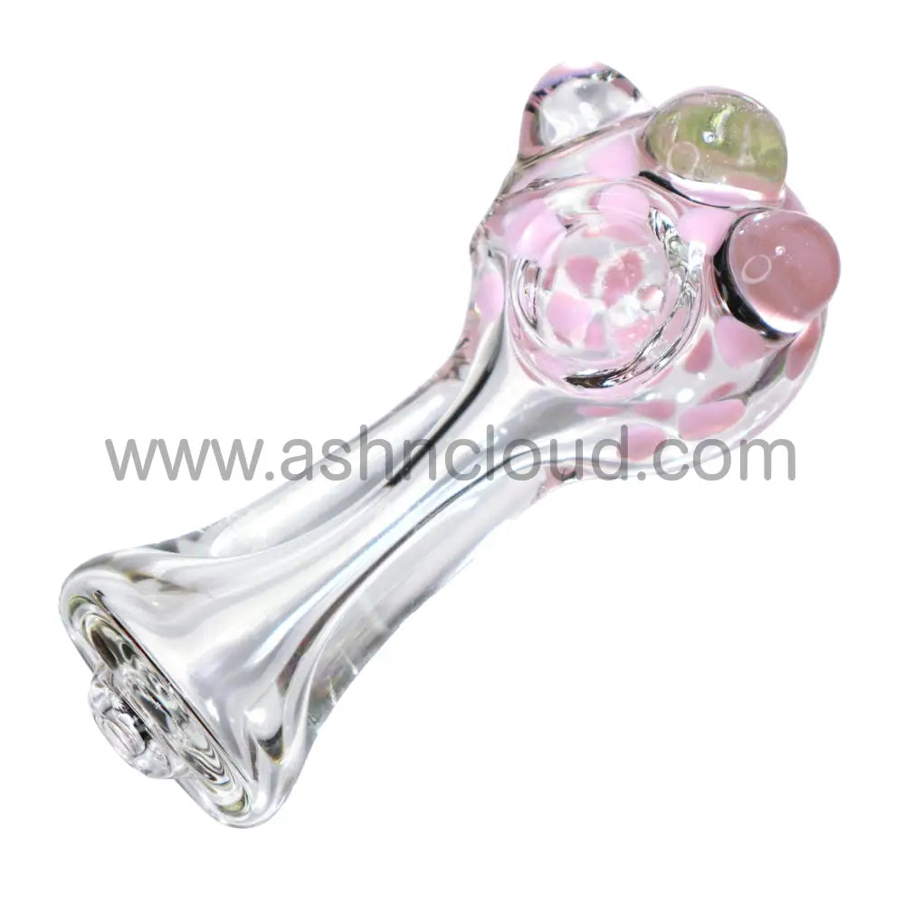 5 In - Clear Polka Dots Slime And Nubs Hand Pipe Spoon
