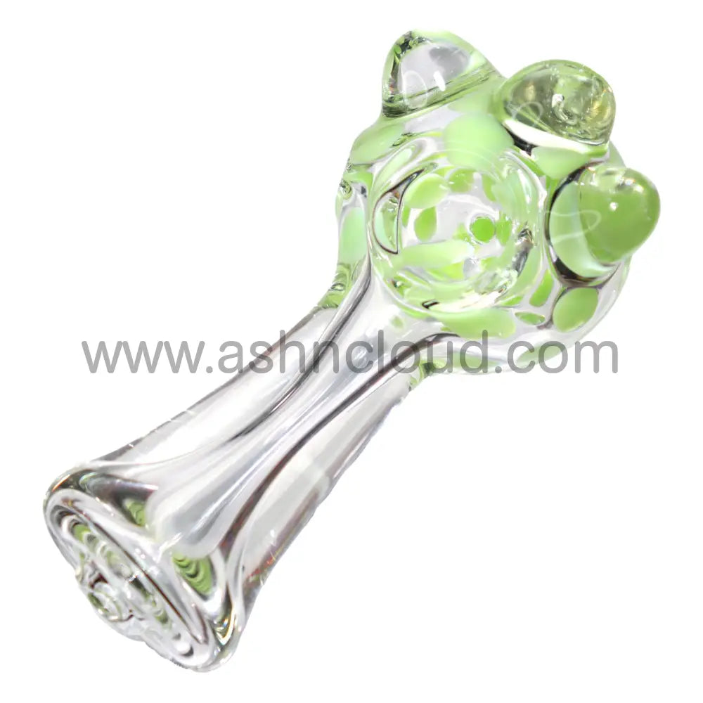 5 In - Clear Polka Dots Slime And Nubs Hand Pipe Spoon