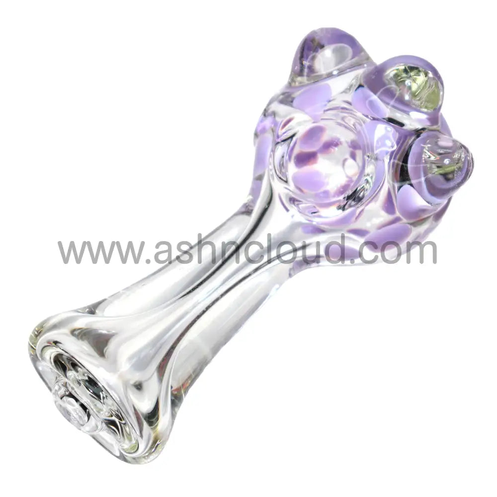 5 In - Clear Polka Dots Slime And Nubs Hand Pipe Spoon
