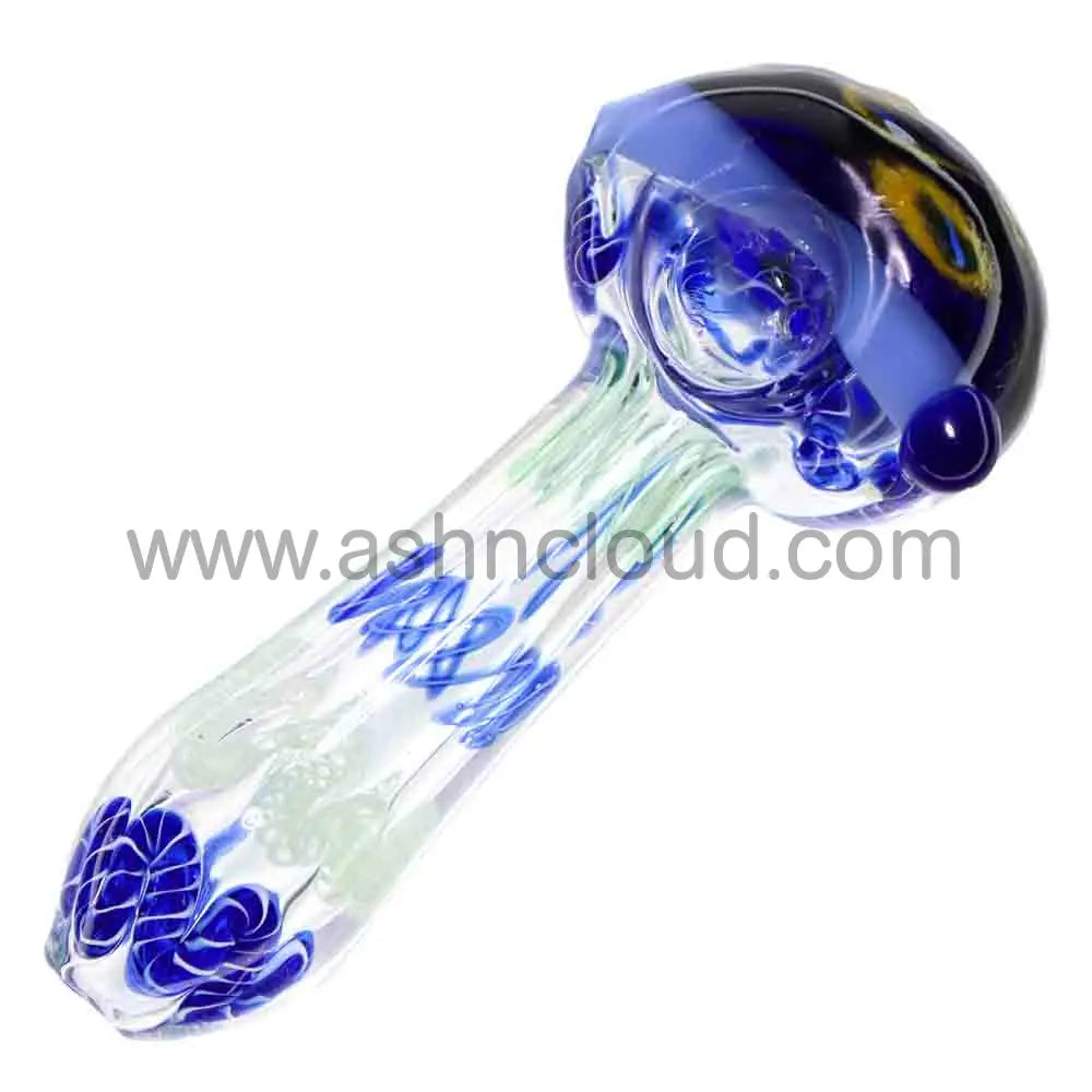 5 in - Clear Swirl Honeycomb Glass Spoon Pipe
