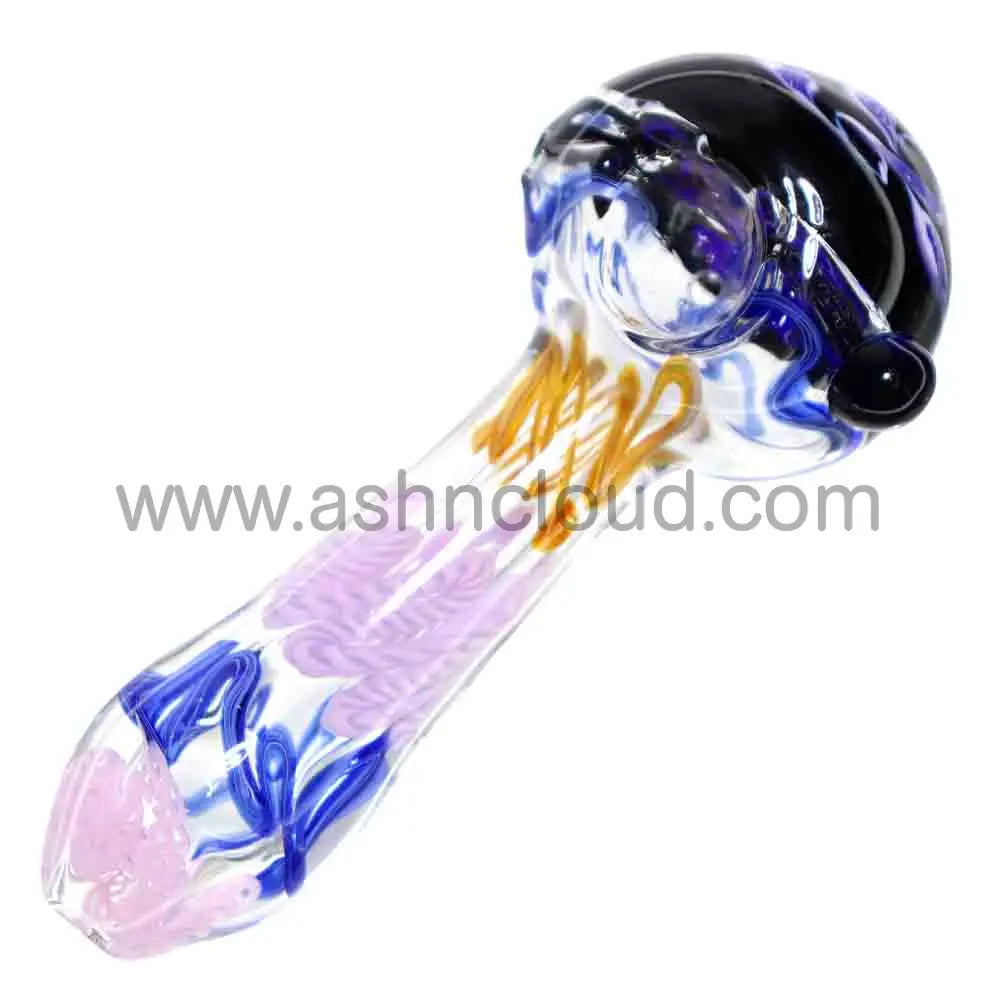 5 in - Clear Swirl Honeycomb Glass Spoon Pipe