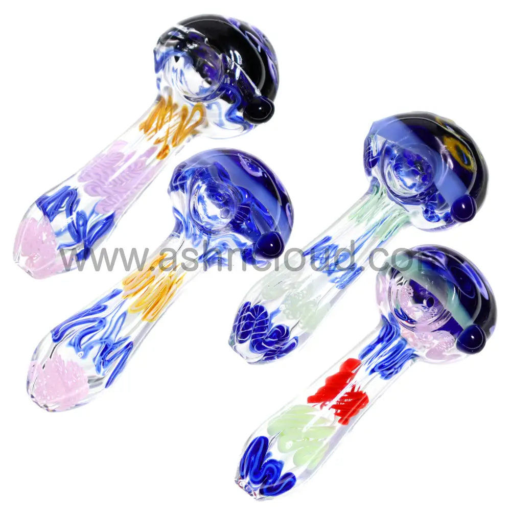 5 in - Clear Swirl Honeycomb Glass Spoon Pipe