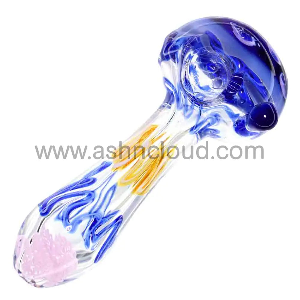 5 in - Clear Swirl Honeycomb Glass Spoon Pipe