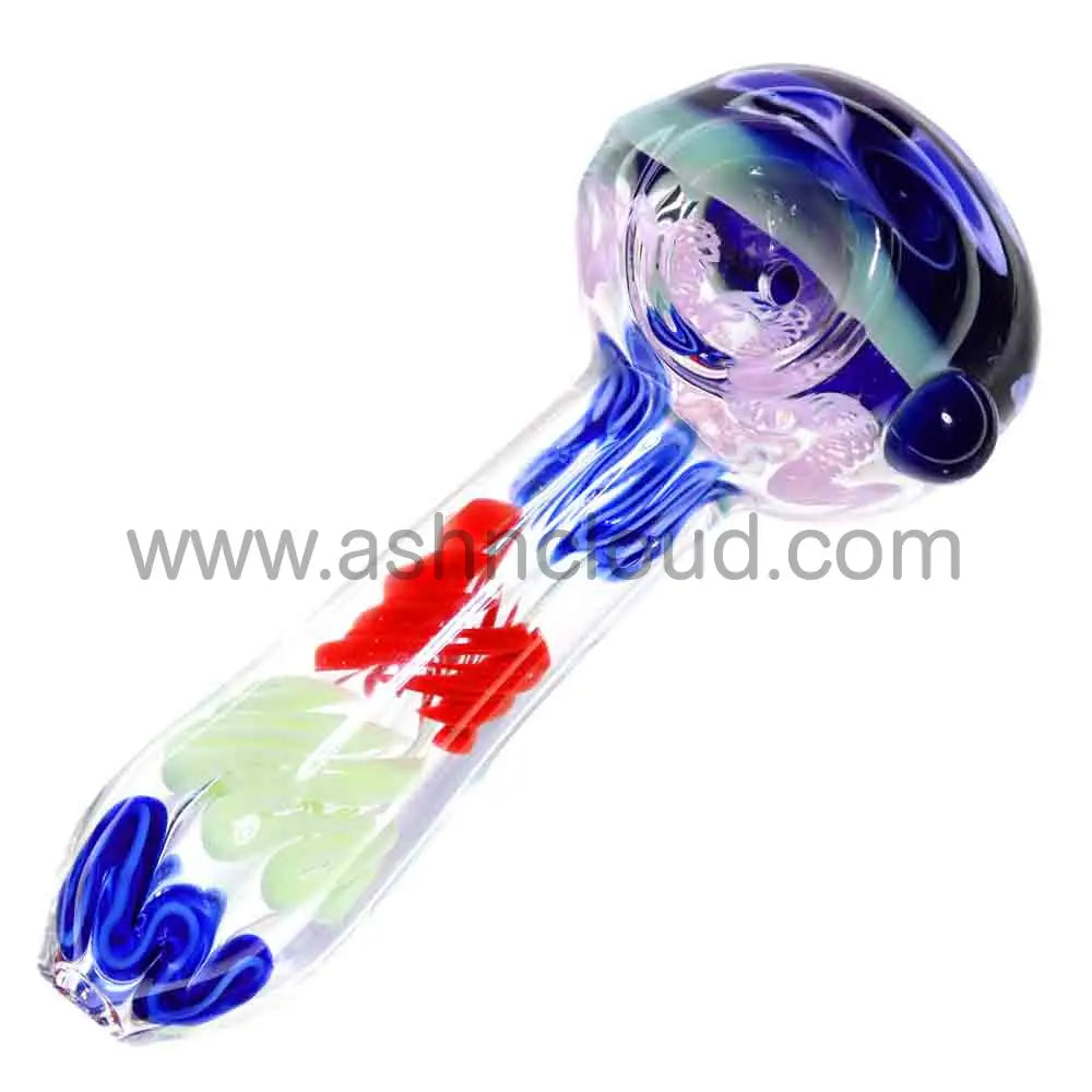 5 in - Clear Swirl Honeycomb Glass Spoon Pipe