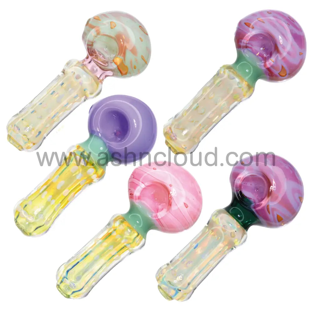 5 In - Colored Head Polka Dots Body Stylish Hand Pipe Spoon