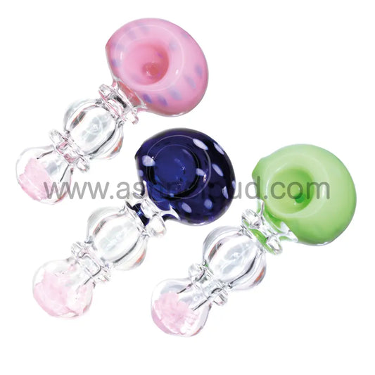 5 In - Colored Head Stylish Clear Body Hand Pipe Spoon