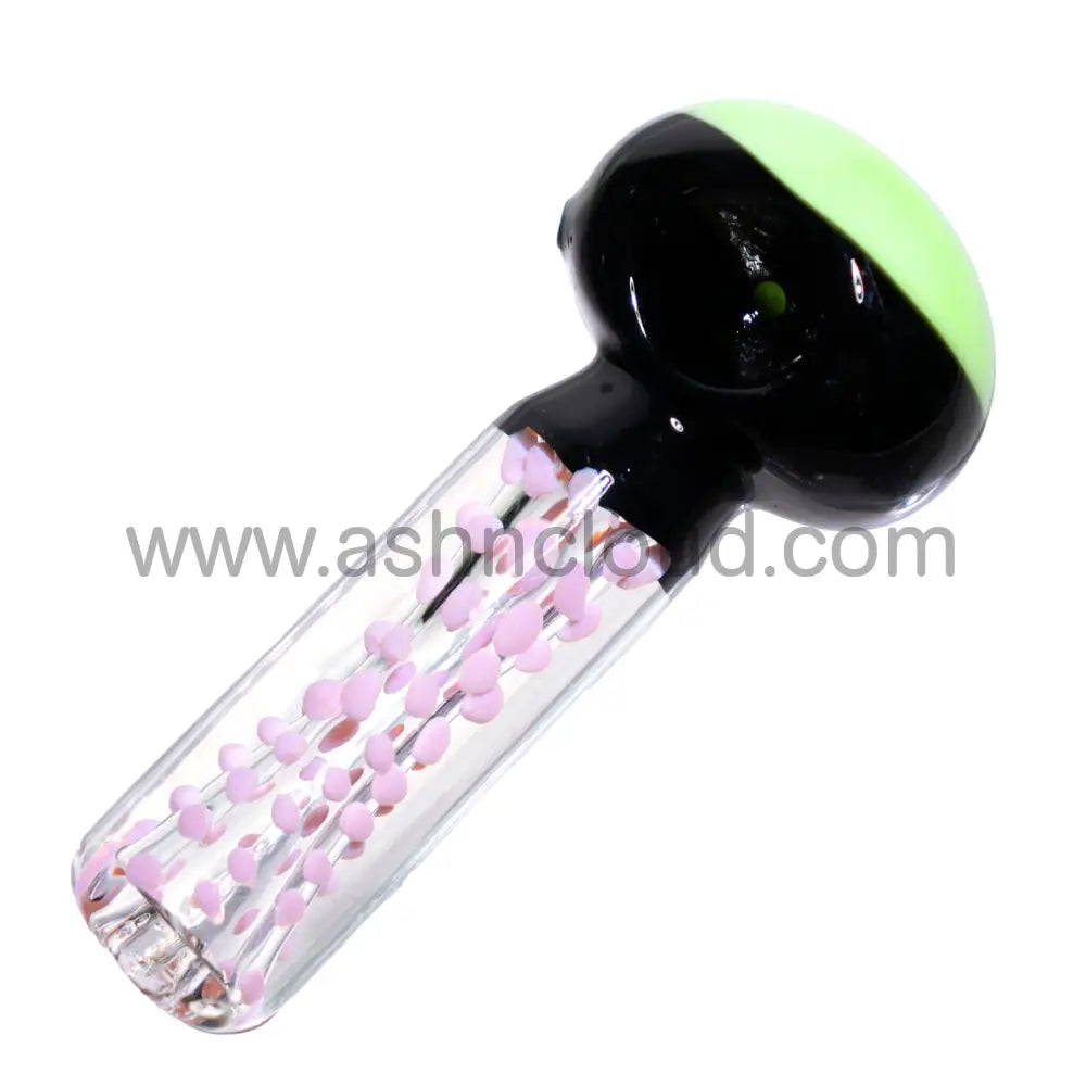 5 In - Cylinder Polka Dots Clear Multicolor Hand Pipe Spoon