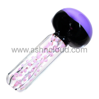 5 In - Cylinder Polka Dots Clear Multicolor Hand Pipe Spoon