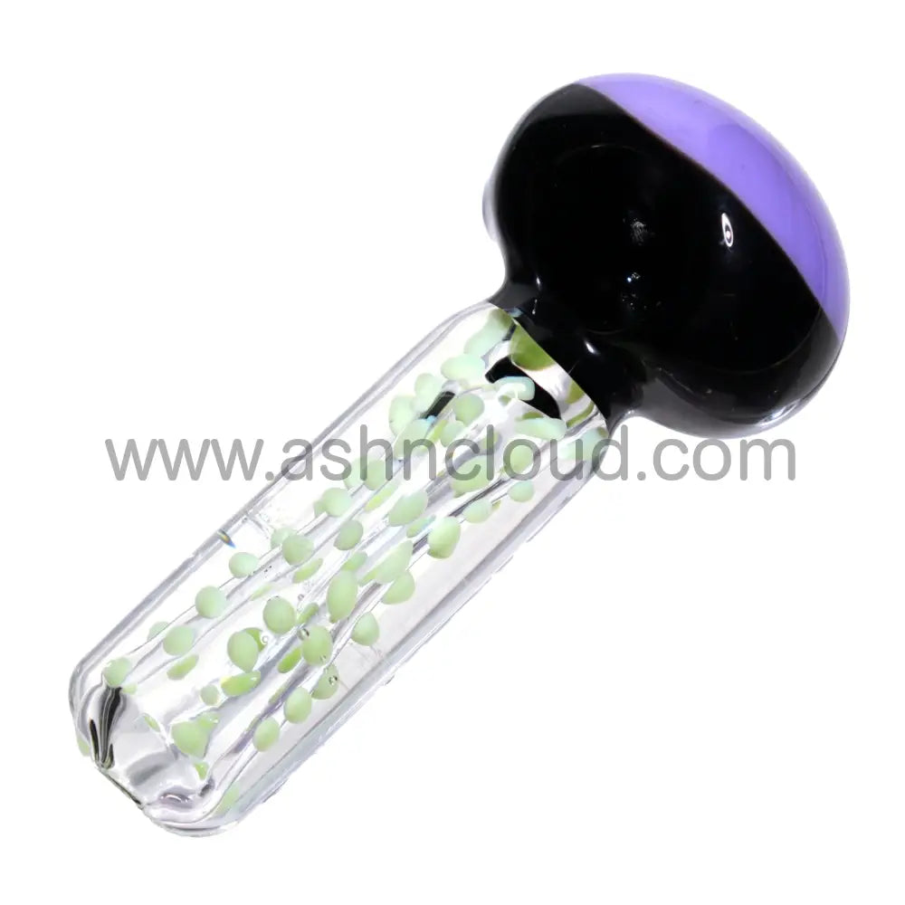 5 In - Cylinder Polka Dots Clear Multicolor Hand Pipe Spoon