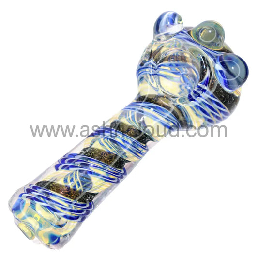 5 In - Dicro Blue Fancy Glass Hand Pipe Spoon