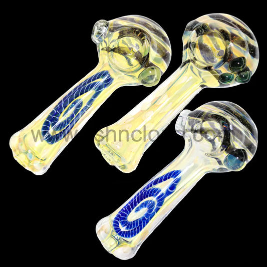 5 in - Dicro Swirl Golden Glass Hand Pipe Spoon