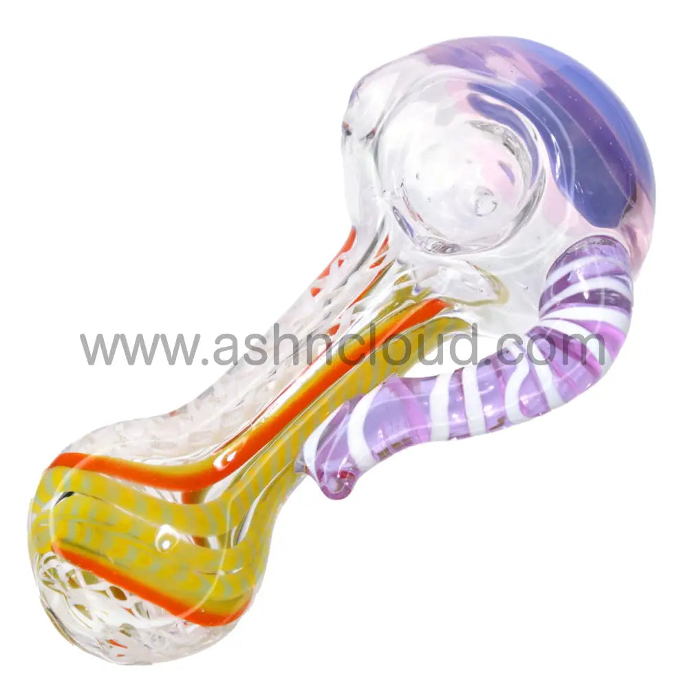 5 In - Exotic Horn Twisted Glass Hand Pipe Spoon