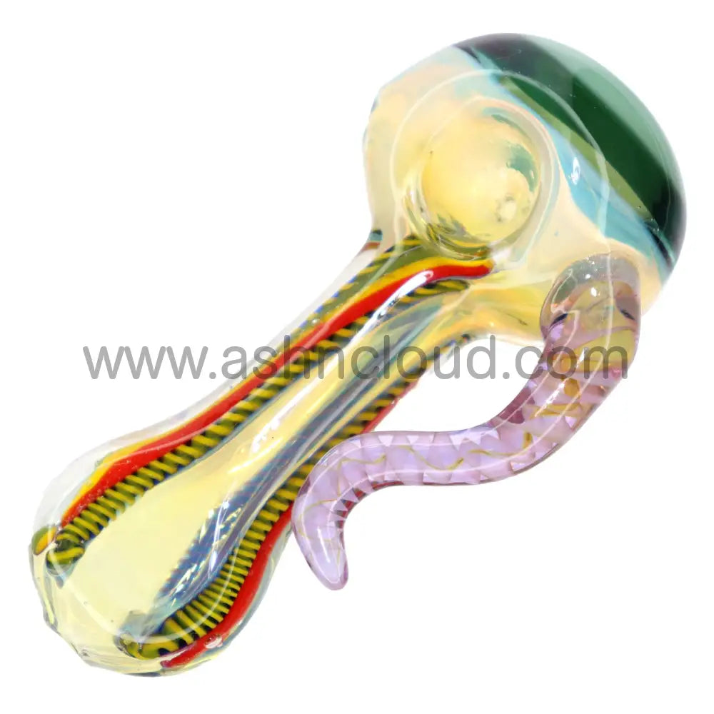 5 In - Exotic Horn Twisted Glass Hand Pipe Spoon