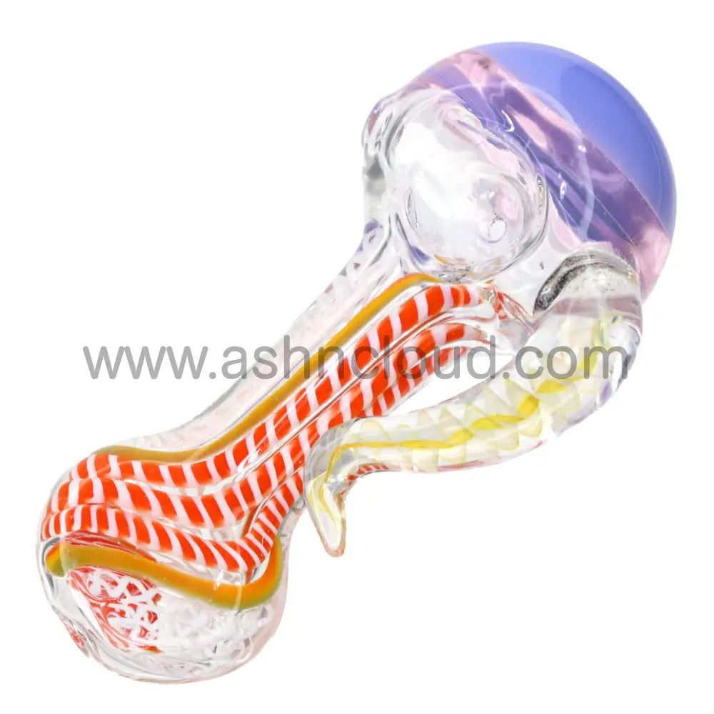 5 In - Exotic Horn Twisted Glass Hand Pipe Spoon